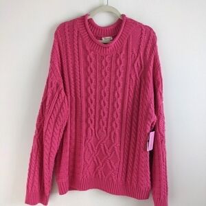 RILEY & Rae Bright Pink Cable Knit Tunic Sweater XXL Barbiecore Spring  Plus